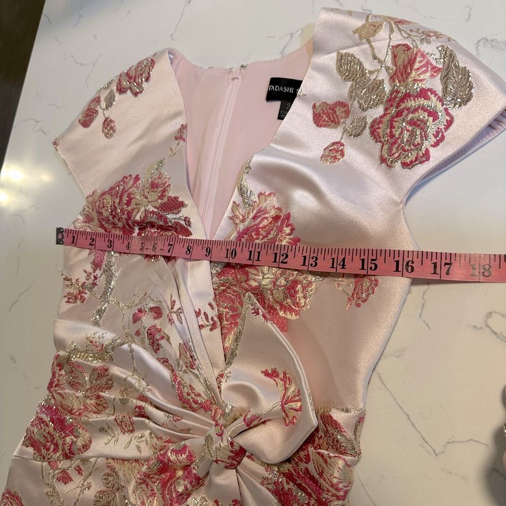 TADASHI SHOJI SHINOBU OBI-WRAP DRESS BLOSSOM BPM20544M Size 2 NWT - Picture 3 of 9